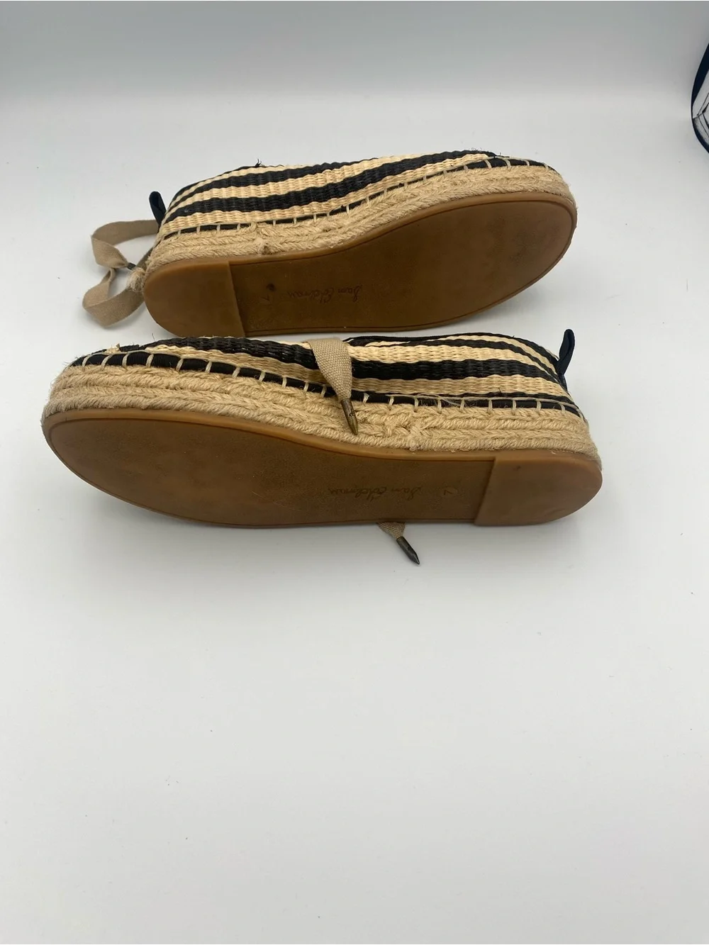 Sam Edelman Black and Natural Striped Espadrille Platform Sneakers